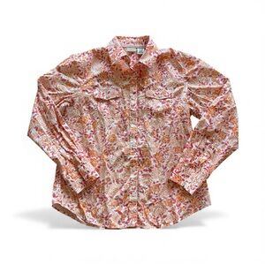 L.L. Bean Floral Print Button Up Shirt Women's Size SmallLong Sleeve 96% Cotton